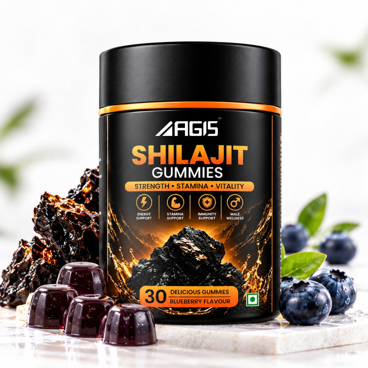 AGIS Shilajit Gummies - Blueberry, 30 Gummies