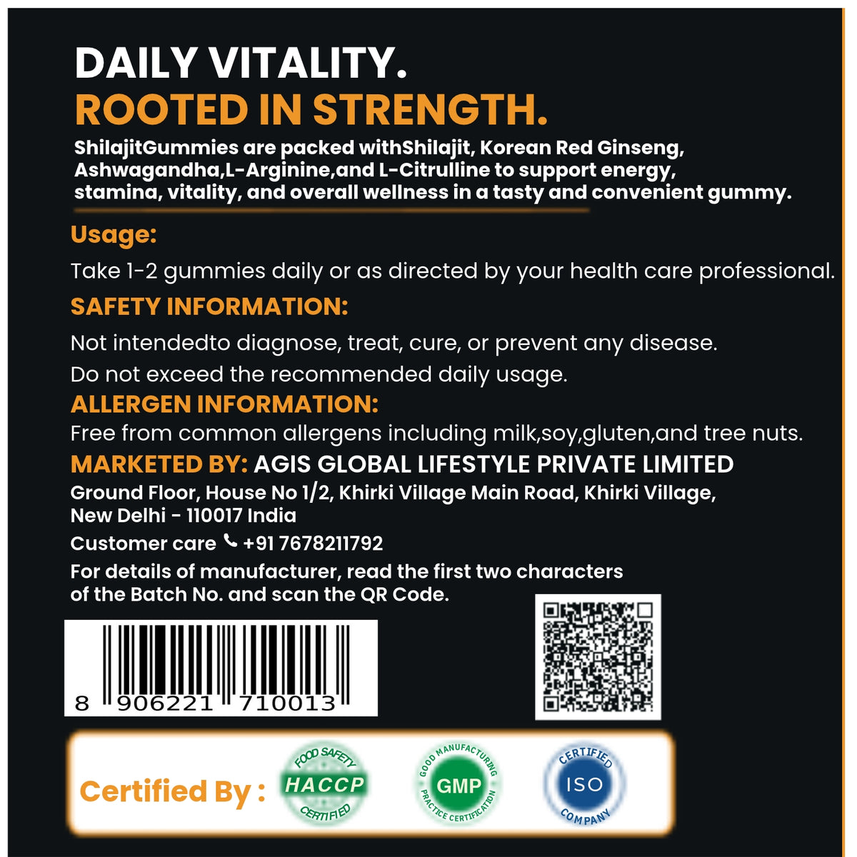 AGIS Shilajit Gummies - Blueberry, 30 Gummies